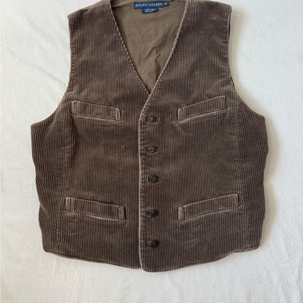 Ralph Lauren Brown Corduroy Button-Front Vest